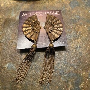 Jan Michael’s Bronze clip on earrings dangle style NRFB 3.5”